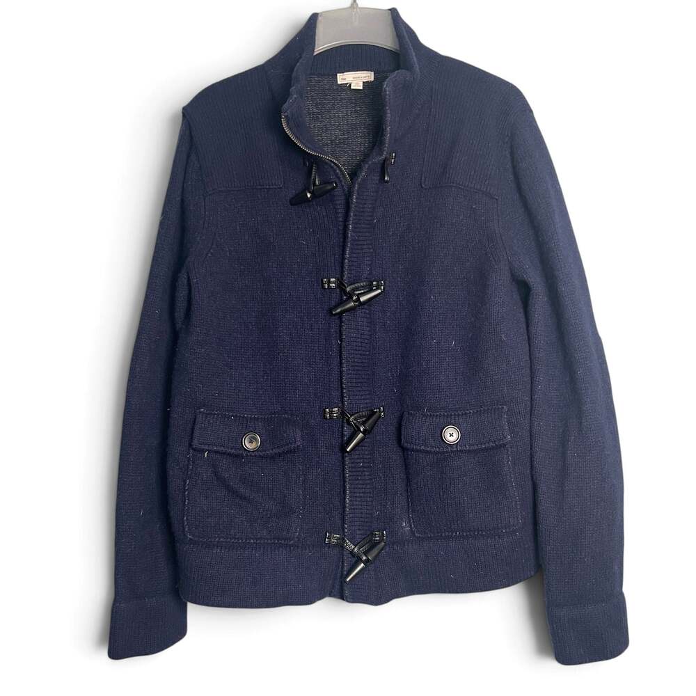 Gap Lambswool Toggle Coat Cardigan Jacket Navy Blue Sweater Knit Mens Size XL